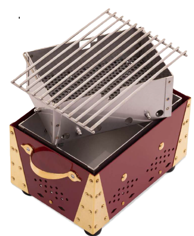 Grille de barbecue portable montrant sa structure à triple paroi de sécurité